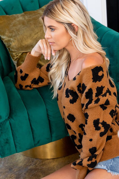Lindsay Leopard V-Neck Sweater