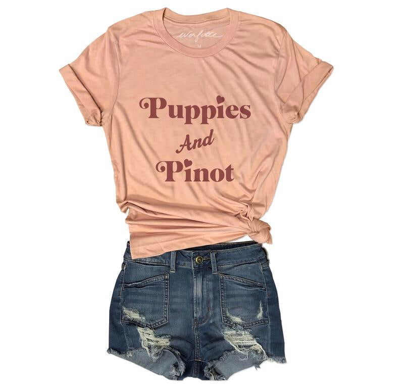 Puppies & Pinot Unisex Tee-T-shirt-Style Trolley