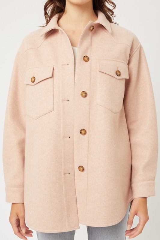Charlie Fleece Oversized Blush Fall Shacket Jacket