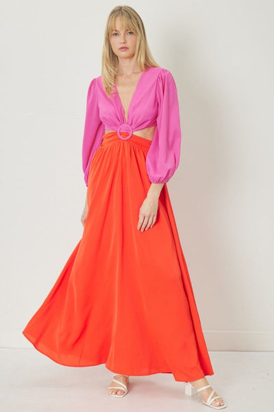 Amrita Long Sleeve Colorblock Maxi Dress