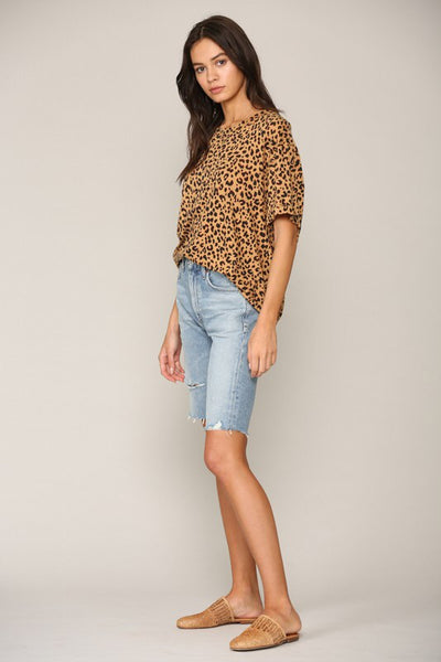 Leopard Print Crewneck Tee-T-shirt-Style Trolley
