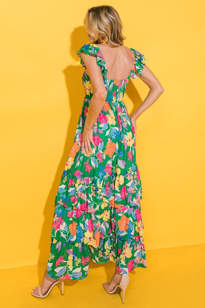 Daphne Floral Print Tiered Maxi Dress