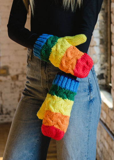 Rainbow Cable Knit Mittens