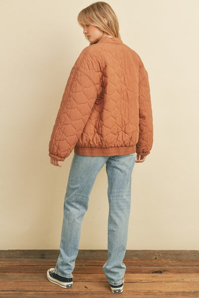 Quilted Light Puff Bomber Jacket