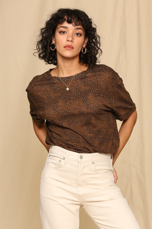 Leopard Print Crew Neck-Top-Style Trolley