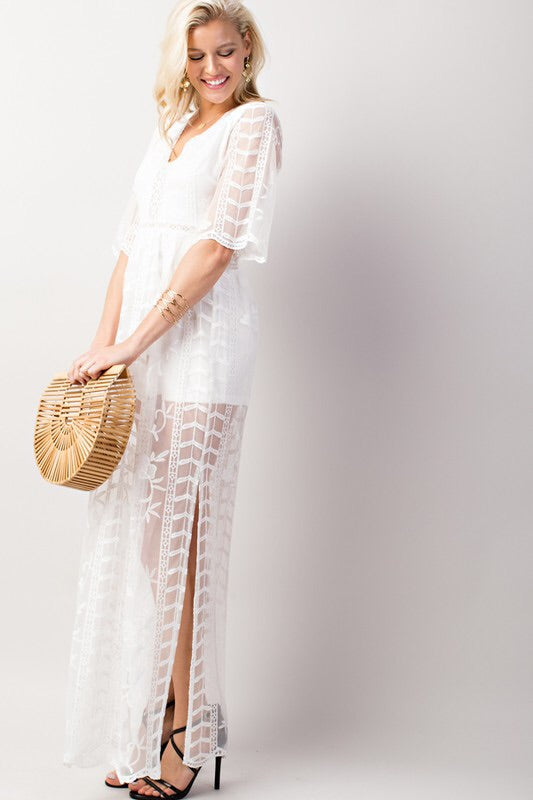 asos white lace maxi dress Adylene Web Collection: Bridesmaid Maxi Dresses sleeveless silhouette Graduation party outfit inspo Primary color:Blush