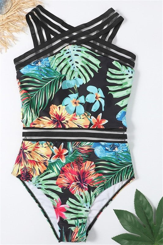 Tropical Print Monokini Swimsuit
