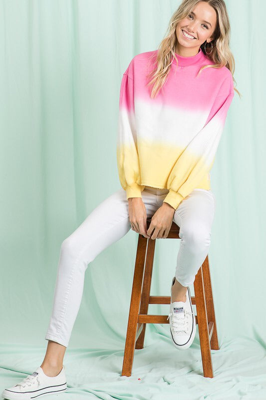 Pink & Yellow Dip Dyed Top-Top-Style Trolley