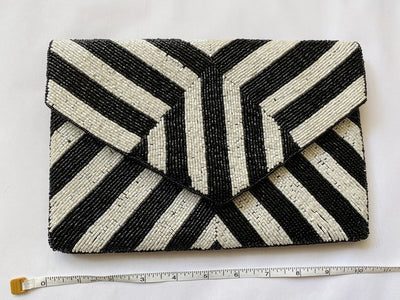 Stripe Pattern Handmade Beaded Clutch