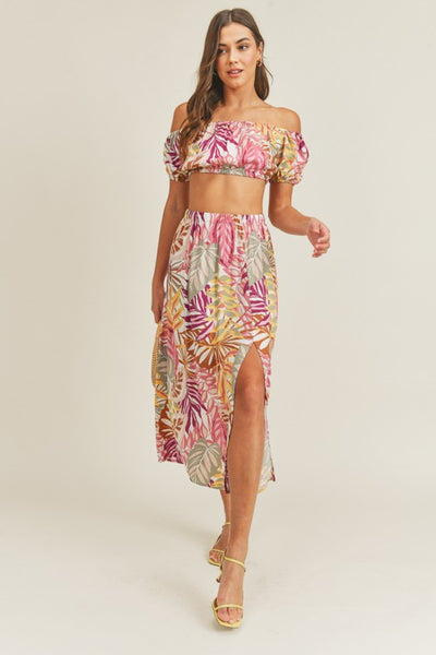 Kai Tropical Print Crop Top & Skirt Set