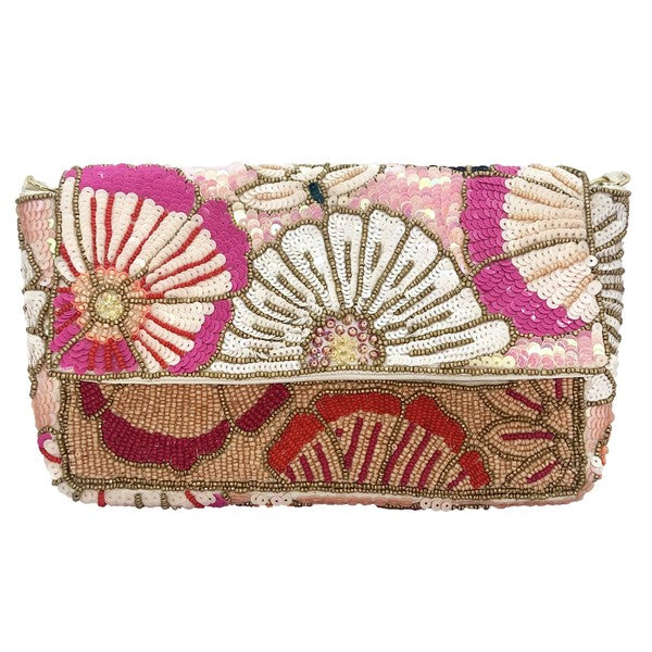 Multi Floral Double Sided Beaded Clutch