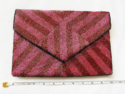 Stripe Pattern Handmade Beaded Clutch
