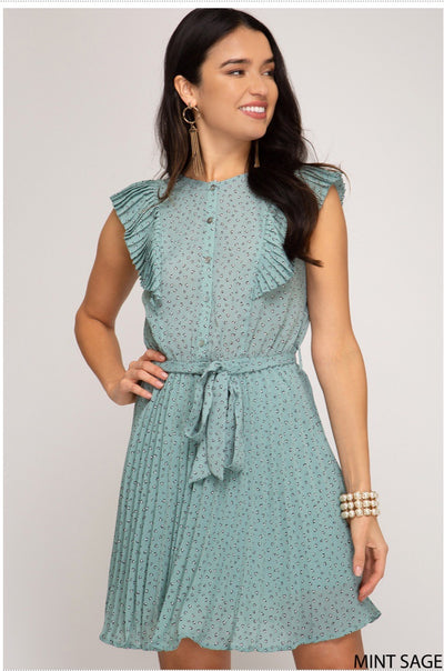 Mint Sage Ruffle Day Dress-Dress-Style Trolley