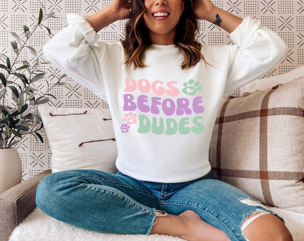 Dogs Before Dudes Crewneck Sweatshirt