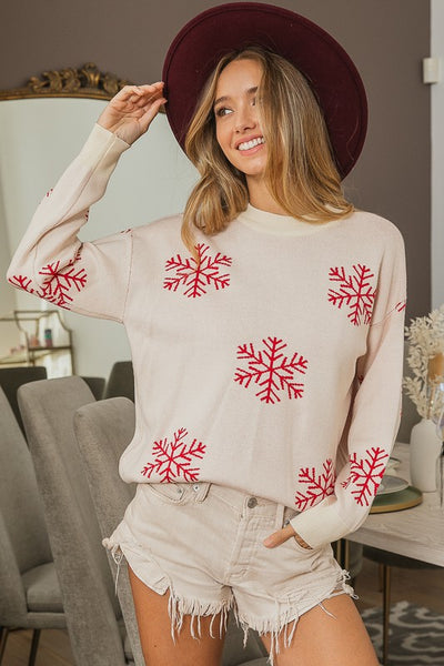 Andie Snowflake Pattern Knit Sweater