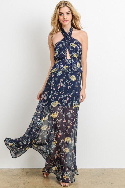 Julia Floral Halter Maxi-Dress-Style Trolley