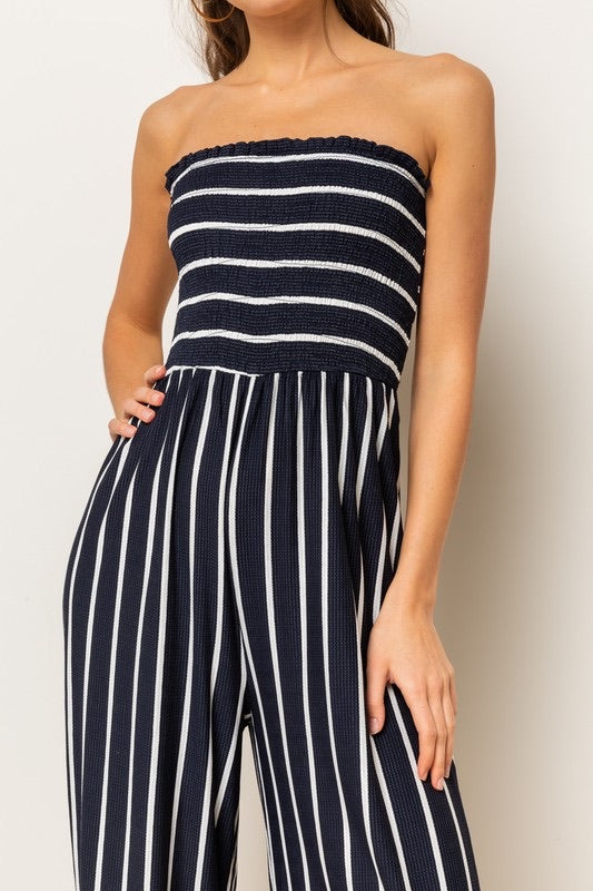 Annabelle Smocked Striped Jumpsuit