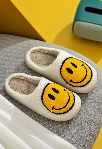 Smiley Face Sherpa Slippers