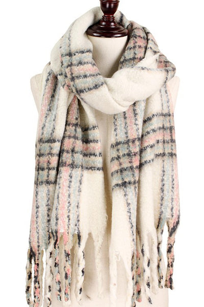 Brushed Plaid Scarf-Scarves-Style Trolley