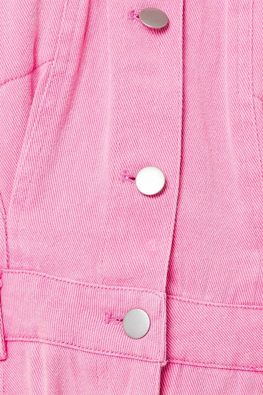 Light pink denim jumpsuit