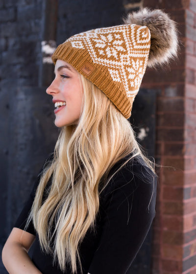 Snowflake Pattern Knit Hat