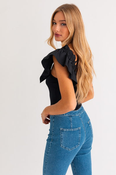 Ruffle Shoulder Bodysuit