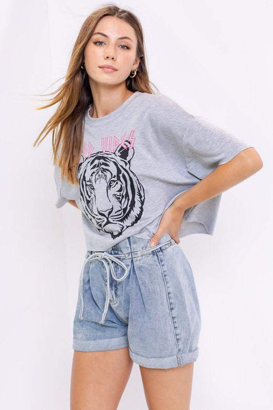 Good Vibes Tiger Graphic Tee-T-shirt-Style Trolley
