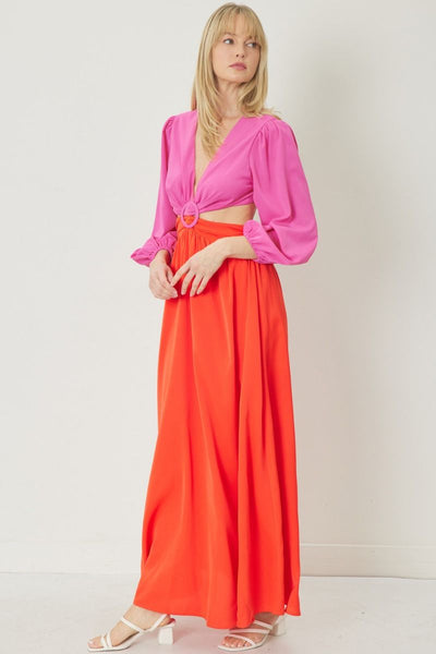 Amrita Long Sleeve Colorblock Maxi Dress