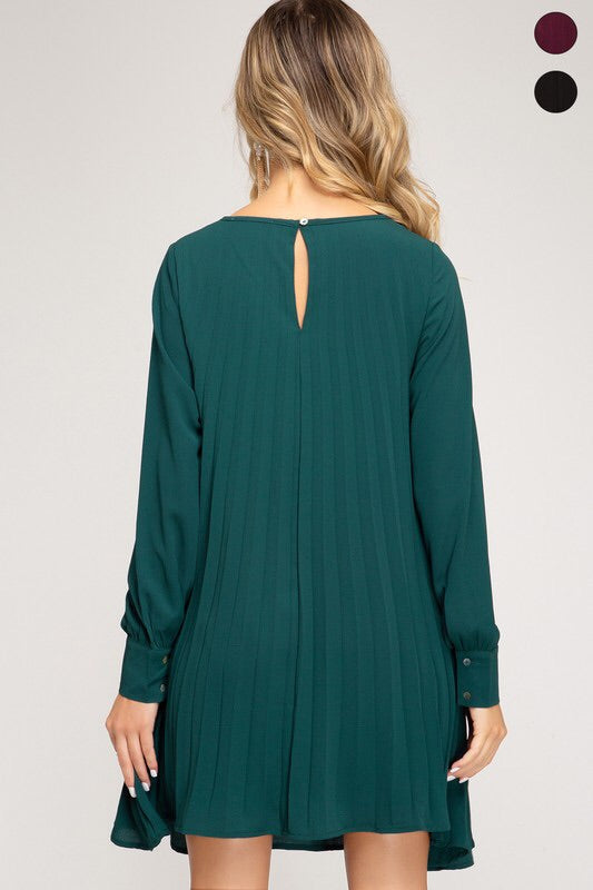 green emerald velvet dress Long-Sleeve Sadie Shift Dress in Evergreen | Color - Evergreen Ponte / XXL main image 0