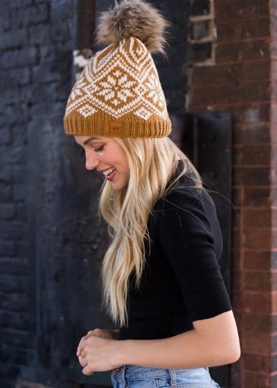 Snowflake Pattern Knit Hat