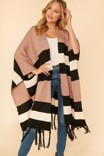 Avery Color-block Knit Poncho