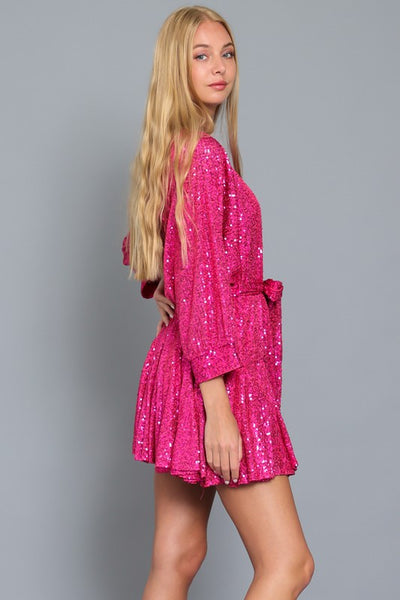 Marlo Fuchsia Sequins Party Mini Dress