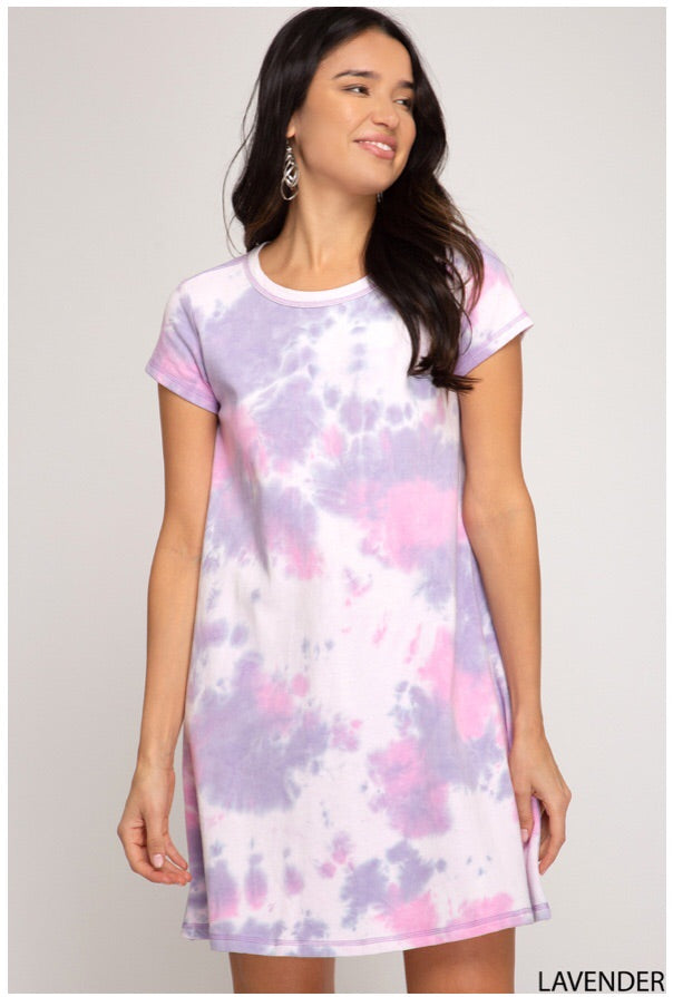 Buy Lavender Tie Dye T-Shirt Dress