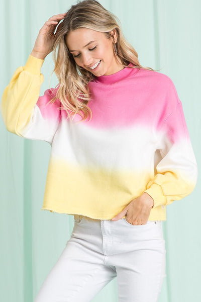 Pink & Yellow Dip Dyed Top-Top-Style Trolley