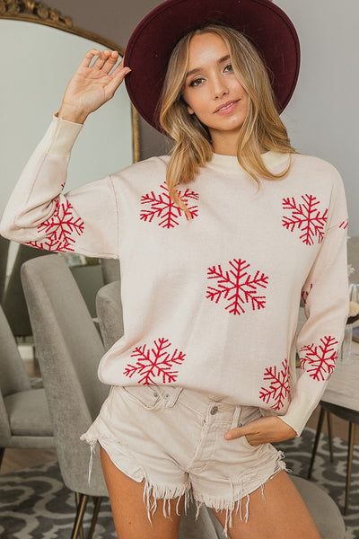 Andie Snowflake Pattern Knit Sweater