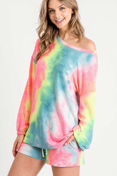 Rainbow Tie Dye Shorts Set-Loungewear-Style Trolley