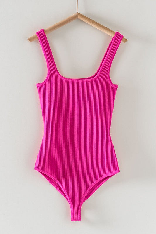 Sexy Ribbed Bodysuit For Women With Square Neck And Sleeveless
