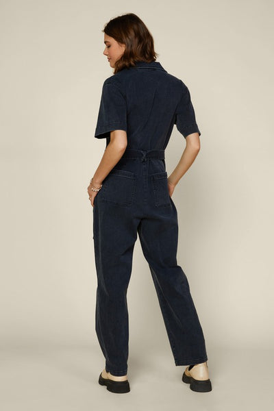 Marisol Short Sleeve Denim Utility Style Jumpsuit