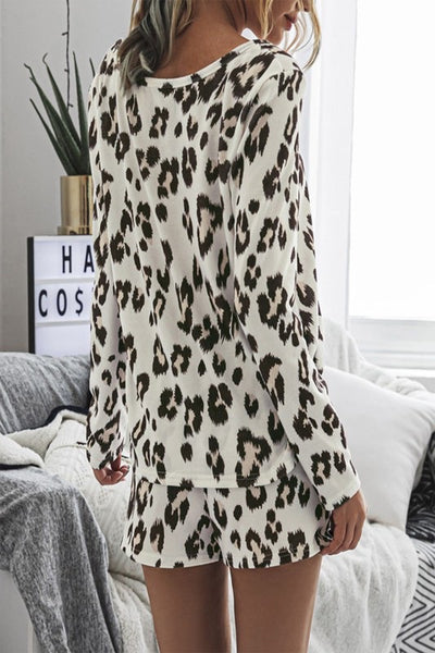Leopard Print Knit Loungewear Set