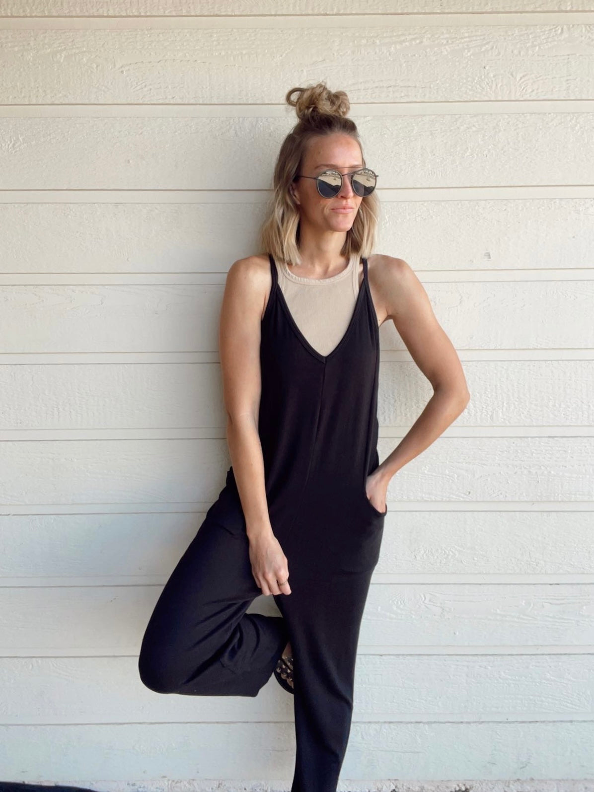 The Kourtney Relaxed Fit V-neck Jumpsuit