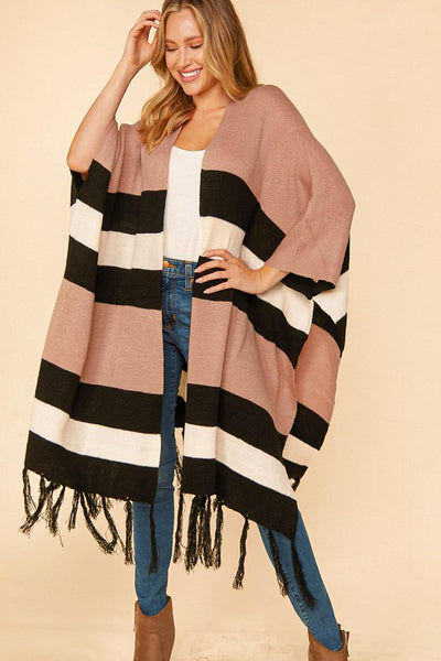 Avery Color-block Knit Poncho