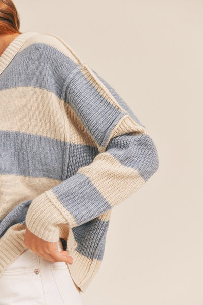 Belinda Striped V-Neck Sweater