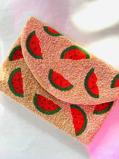 Watermelon Slice Beaded Clutch