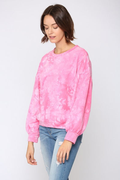 Hot Pink Tie Dye Sweatshirt-Sweatshirt-Style Trolley