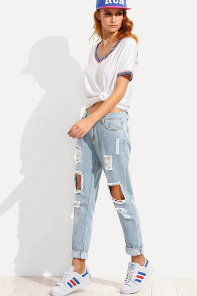 Whitney Distressed Boyfriend Jeans-Jeans-Style Trolley